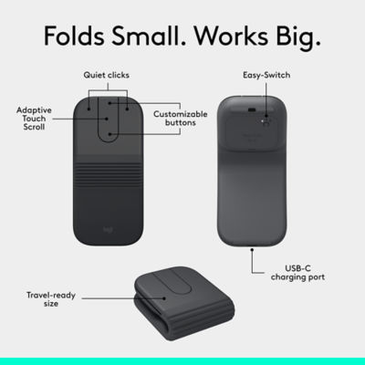 LOGITECH Mobi Fold Ultra-portable wireless mouse 3