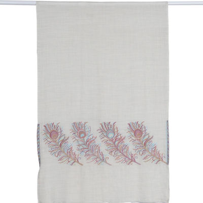 Kashkha Cashmere Wool Shawl with Feather Motif 1