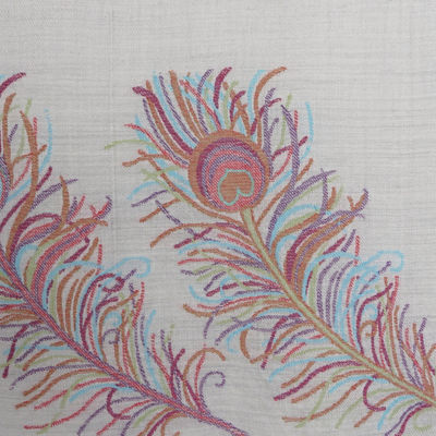 Kashkha Cashmere Wool Shawl with Feather Motif 2