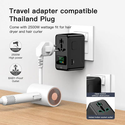 Olloes GaN 200W Universal Travel Adapter with Smart Digital Display 7