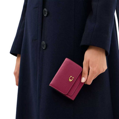 COACH Mila Small Flap Wallet Dark Fuchsia CAO13 4