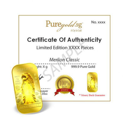 Puregold.sg 1g SG Merlion Classic Gold Bar 5