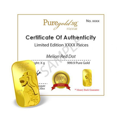 Puregold.sg 1g SG Merlion Red Dot Gold Bar 5