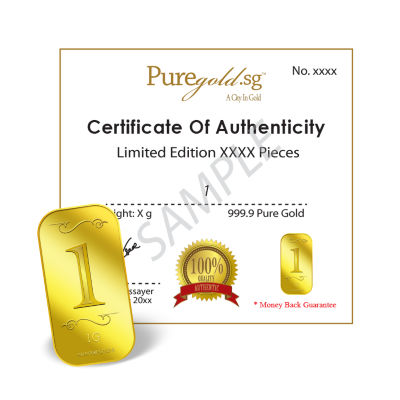 Puregold.sg 1g Number 1 Gold Bar 3