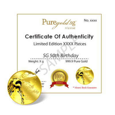 Puregold.sg 5g SG 50th Birthday Gold Medallion (YEAR 2015) 3