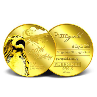 Puregold.sg 5g SG 50th Birthday Gold Medallion (YEAR 2015) 5