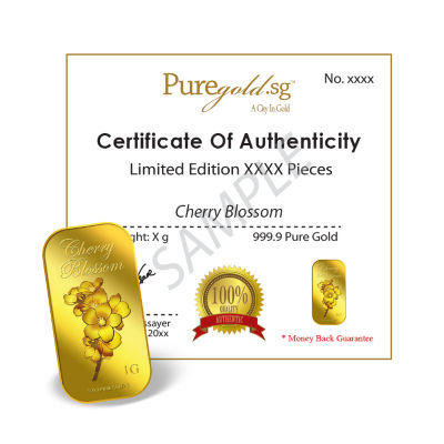 Puregold.sg 1g Cherry Blossom Gold Bar 3