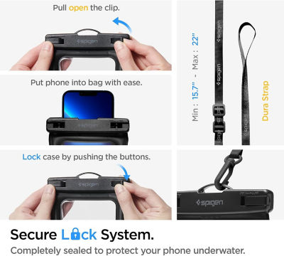SPIGEN Aqua Shield Waterproof Case / Bag (Waist) Set Black A621 3