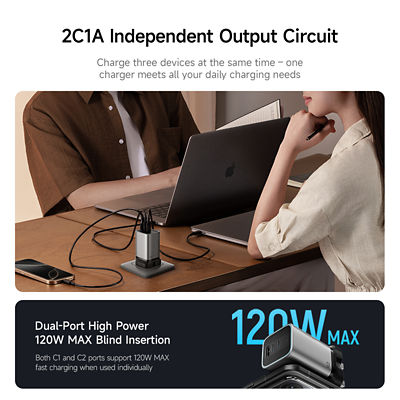 CUKTECH 10 Power Charger Mini 120W GaN Charger with USB-C Cable AD1203P-UK 6