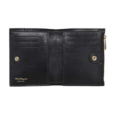 FERRAGAMO Vera Bow Calf Leather Compact Wallet Black 22E009 3