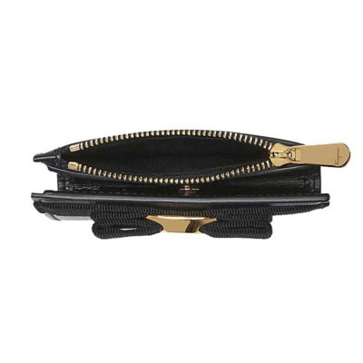 FERRAGAMO Vera Bow Calf Leather Compact Wallet Black 22E009 4