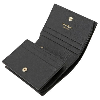 FERRAGAMO Vera Bow Calf Leather Small Bifold Wallet Black 725300 3