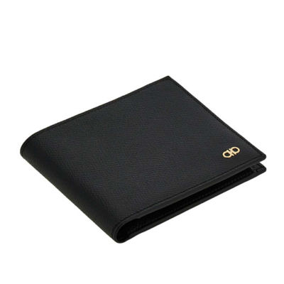 FERRAGAMO Gancini Men's Leather Bifold Coin Wallet Black 775646 4