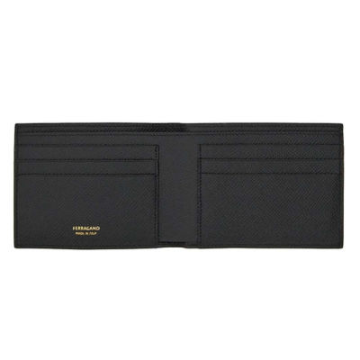 FERRAGAMO Gancini Men's Leather Slim Bifold Wallet Black 775644 3