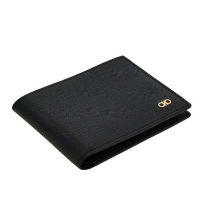 FERRAGAMO Gancini Men's Leather Slim Bifold Wallet Black 775644 4