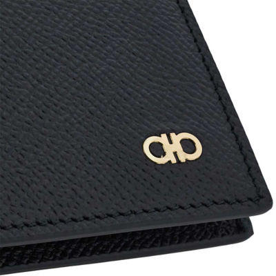 FERRAGAMO Gancini Men's Leather Slim Bifold Wallet Black 775644 5