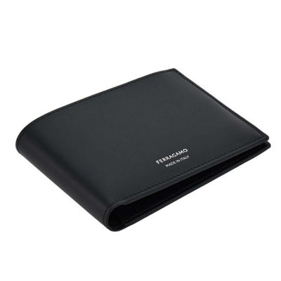 FERRAGAMO Classic Men's Leather Bifold Wallet Black 770089 4