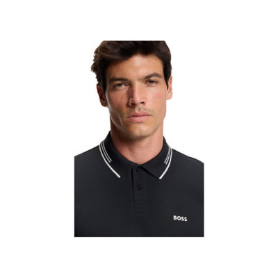 BOSS Stretch-Cotton Slim-Fit Polo Shirt With Branding And Stripes 3