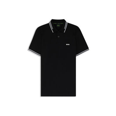BOSS Stretch-Cotton Slim-Fit Polo Shirt With Branding And Stripes 1