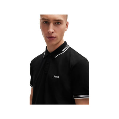 BOSS Stretch-Cotton Slim-Fit Polo Shirt With Branding And Stripes 3