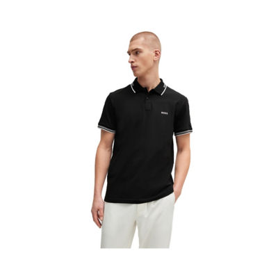 BOSS Stretch-Cotton Slim-Fit Polo Shirt With Branding And Stripes 4