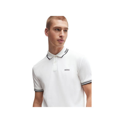 BOSS Stretch-Cotton Slim-Fit Polo Shirt With Branding And Stripes 3
