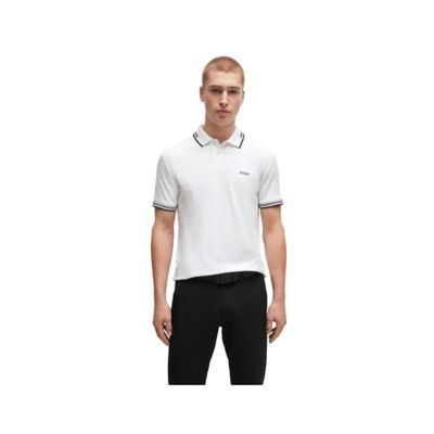 BOSS Stretch-Cotton Slim-Fit Polo Shirt With Branding And Stripes 4