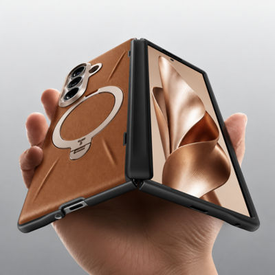 TORRAS Q3 Vegskin Phone Case for Samsung Galaxy Z Fold 8 Ultra- Amber Brown 3