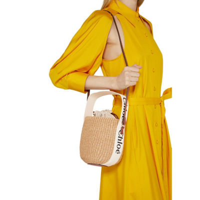 CHLOE Small Woody Basket In Natural Fibers White CHC22SS381G55101 6