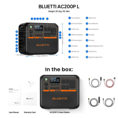 BLUETTI Premium AC200P L Portable Power Station 2304Wh/2400W 7