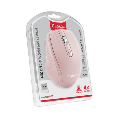CLIPTEC RZS878 XILENT-METAL - 2.4GHZ 160DPI SILENT WIRELESS MOUSE (AA BATTERY) - PINK 4