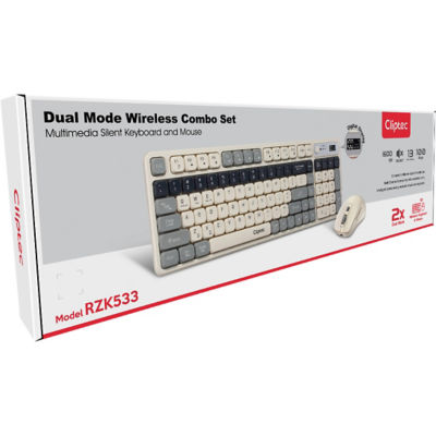 CLIPTEC RZK533 DUAL MODE WIRELESS MULTIMEDIA SILENT KEYBOARD AND MOUSE COMBO SET - BLUE 3