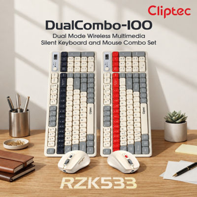 CLIPTEC RZK533 DUAL MODE WIRELESS MULTIMEDIA SILENT KEYBOARD AND MOUSE COMBO SET - BLUE 5