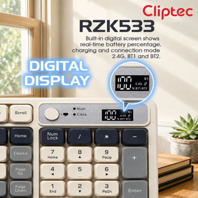 CLIPTEC RZK533 DUAL MODE WIRELESS MULTIMEDIA SILENT KEYBOARD AND MOUSE COMBO SET - BLUE 6