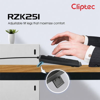 CLIPTEC RZK651 PRIMO USB STANDARD KEYBOARD (104 KEYS) - BLACK 3