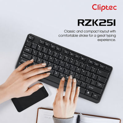 CLIPTEC RZK651 PRIMO USB STANDARD KEYBOARD (104 KEYS) - BLACK 4