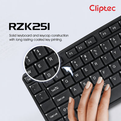 CLIPTEC RZK651 PRIMO USB STANDARD KEYBOARD (104 KEYS) - BLACK 6