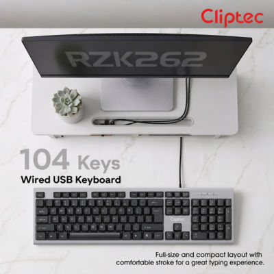 CLIPTEC RZK262 USB 104 KEYS KEYBOARD AND 2400DPI SILENT MOUSE COMBO SET - BLACK 4