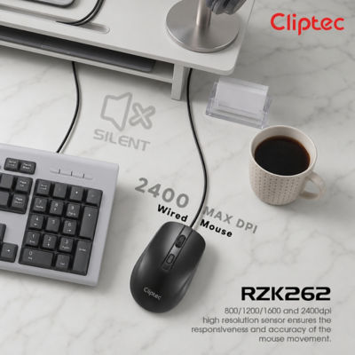 CLIPTEC RZK262 USB 104 KEYS KEYBOARD AND 2400DPI SILENT MOUSE COMBO SET - BLACK 5