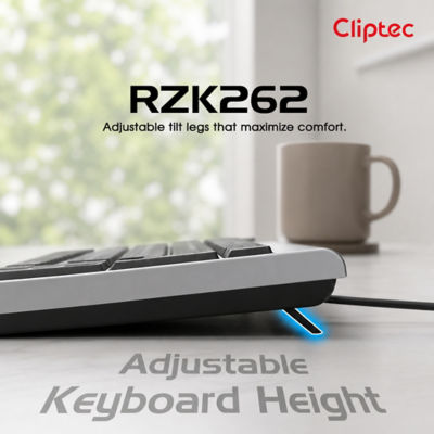CLIPTEC RZK262 USB 104 KEYS KEYBOARD AND 2400DPI SILENT MOUSE COMBO SET - BLACK 6