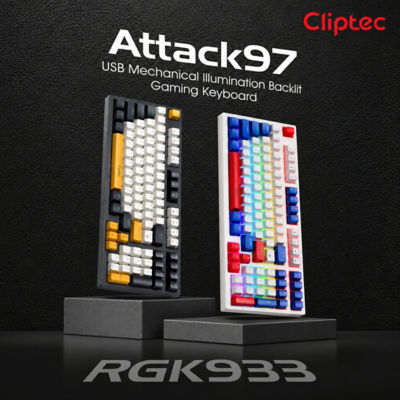 CLIPTEC RGK933 USB MECHANICAL ILLUMINATION BACKLIT OFFICE GAMING KEYBOARD (97 KEYS) - WHITE/BLUE 6
