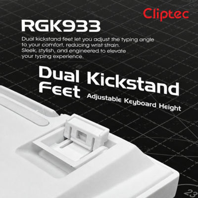 CLIPTEC RGK933 USB MECHANICAL ILLUMINATION BACKLIT OFFICE GAMING KEYBOARD (97 KEYS) - WHITE/BLUE 7