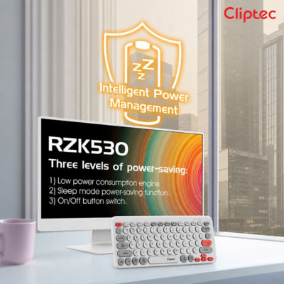 CLIPTEC RZK530 DUAL MODE RECHARGEABLE WIRELESS MULTIMEDIA SILENT KEYBOARD - GREY 6