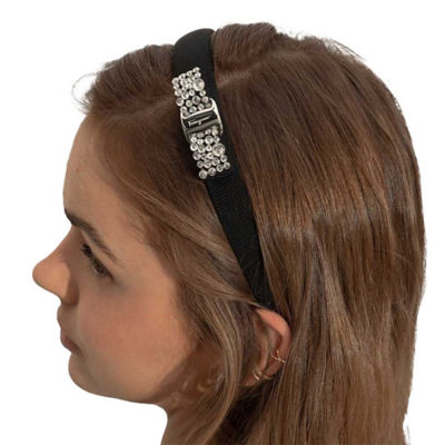 FERRAGAMO Vara Bow Crystal Headband Black/Silver 713034 4