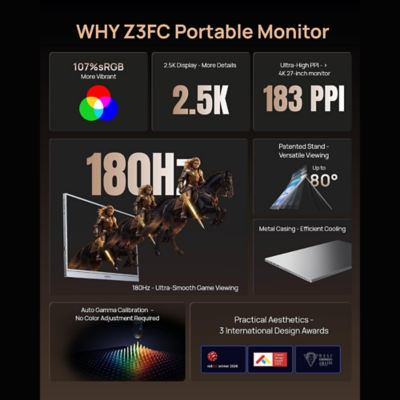 ARZOPA Z3FC 16.1" Portable Monitor 2K 180Hz with Sleeve Bag 2