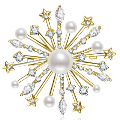 Pearly Lustre Top Grade Freshwater Pearl Brooch WC00143 | SNOWFLAKE 1