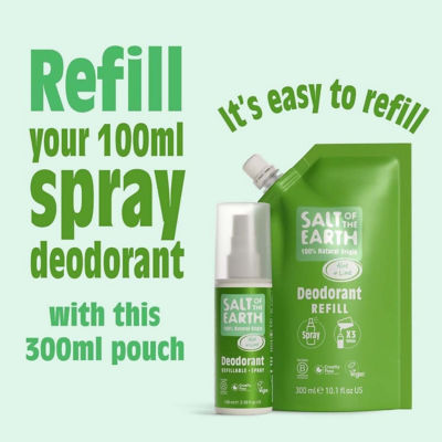 Salt Of The Earth Natural Deodorant Spray Refill Pouch Aloe & Lime 300ml 3