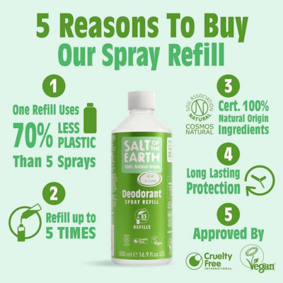 Salt Of The Earth Natural Deodorant Spray Refill Aloe & Lime 500ml 2